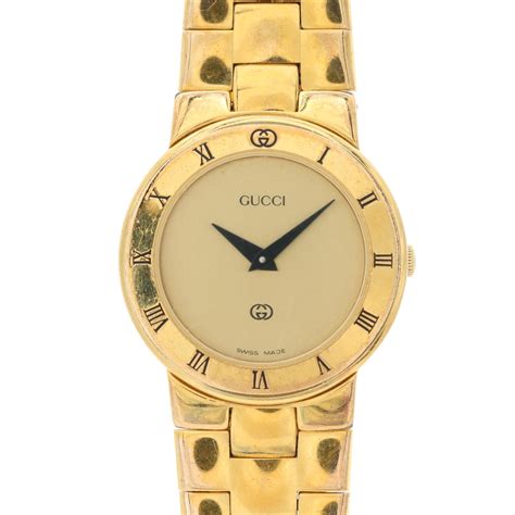 gucci 3300l polished gold tone bracelet watch|battery for Gucci watch price.